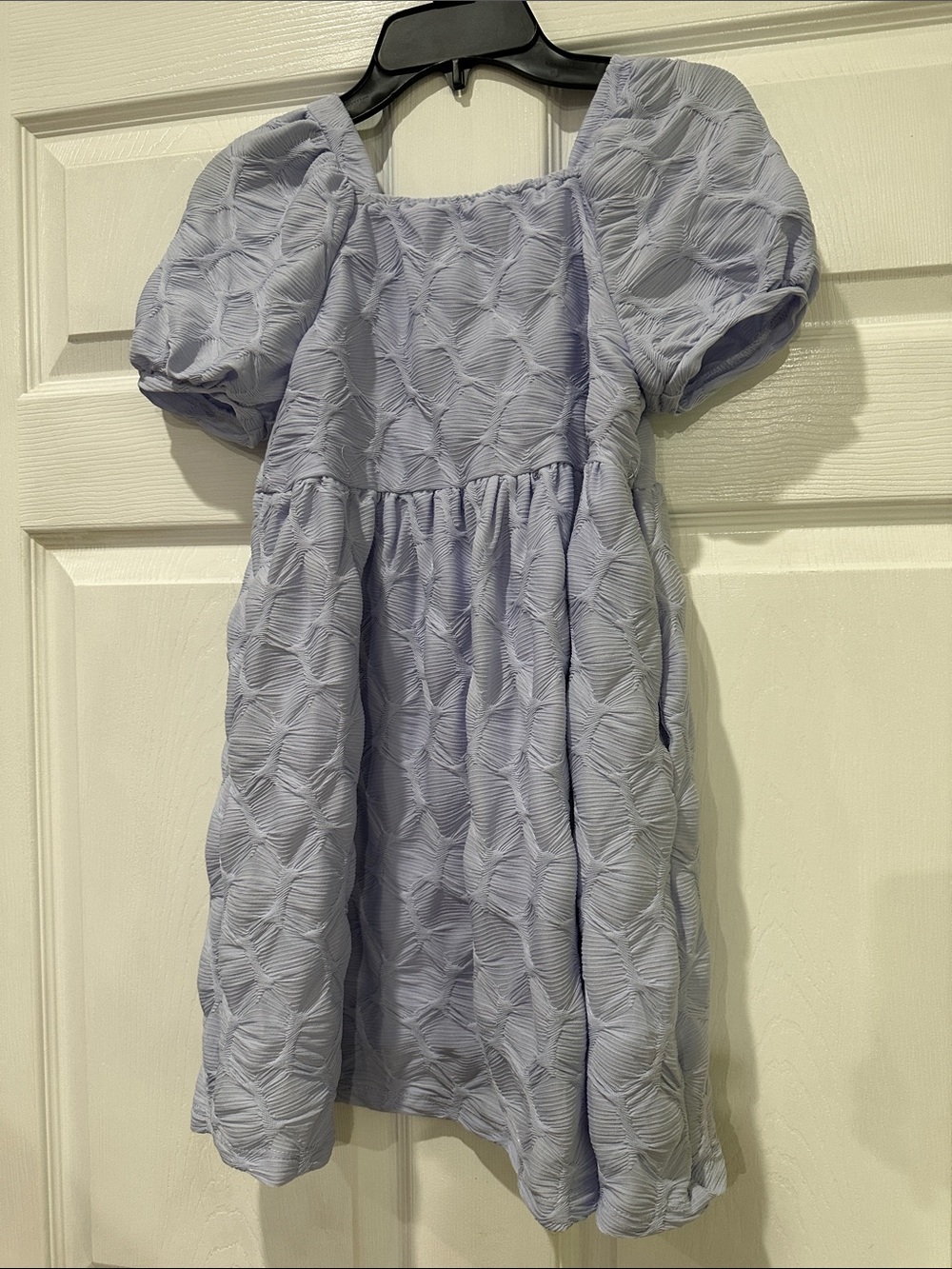 Hayden girls Lilac Puff-Sleeve Textured Kids Dress